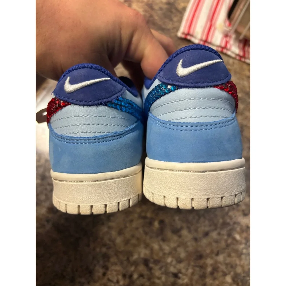 Nike Dunk Low SE Industrial Blue White Rhinestone Kids 6Y HF5742-111 Sneakers